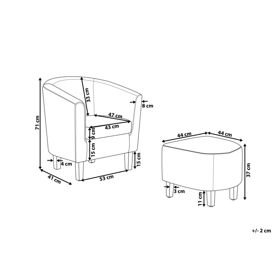 Beliani Cocktailstoel HOLDEN - Grijs Polyester - Afbeelding 3
