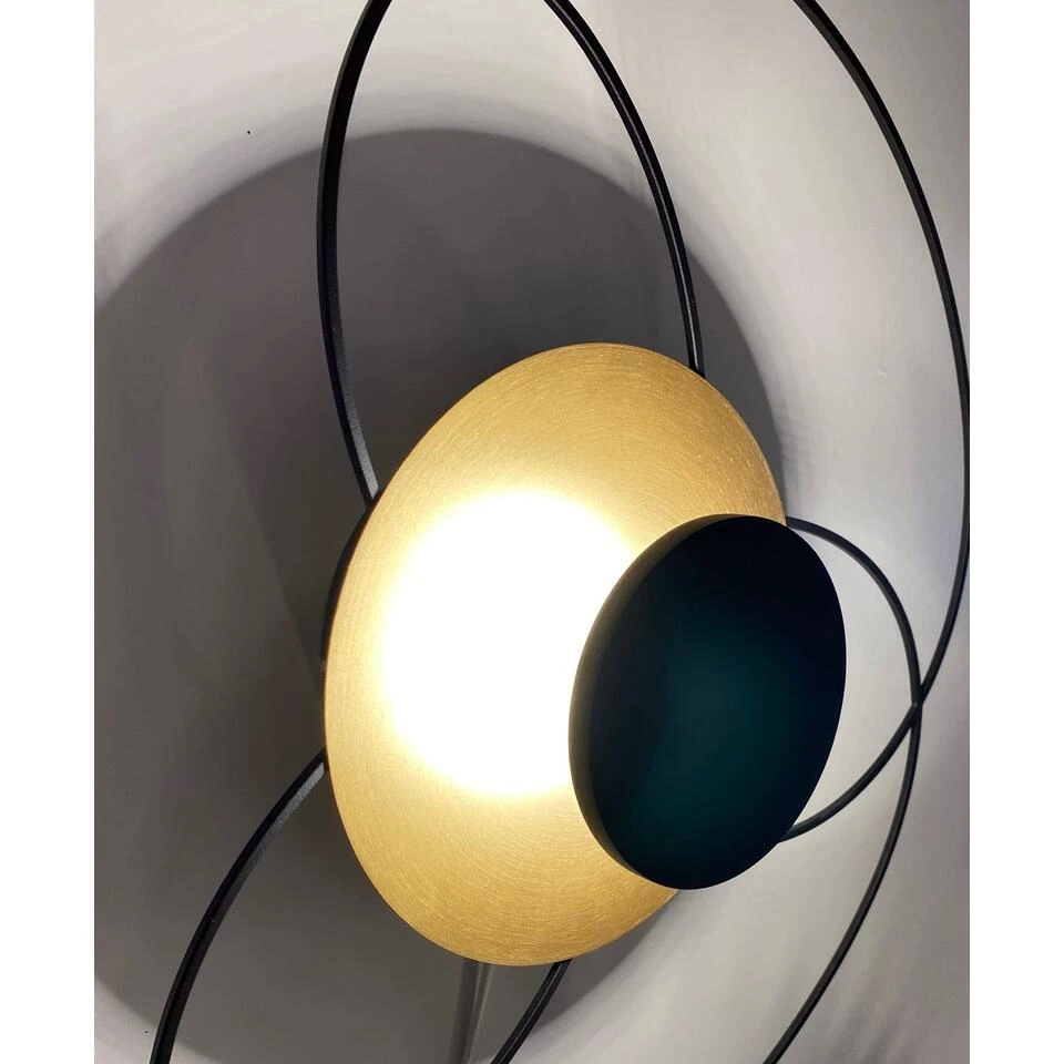 Highlight Plafondlamp Fiore - 1 Lichts - 52 X12 Cm - Zwart - Mat Goud - Afbeelding 2