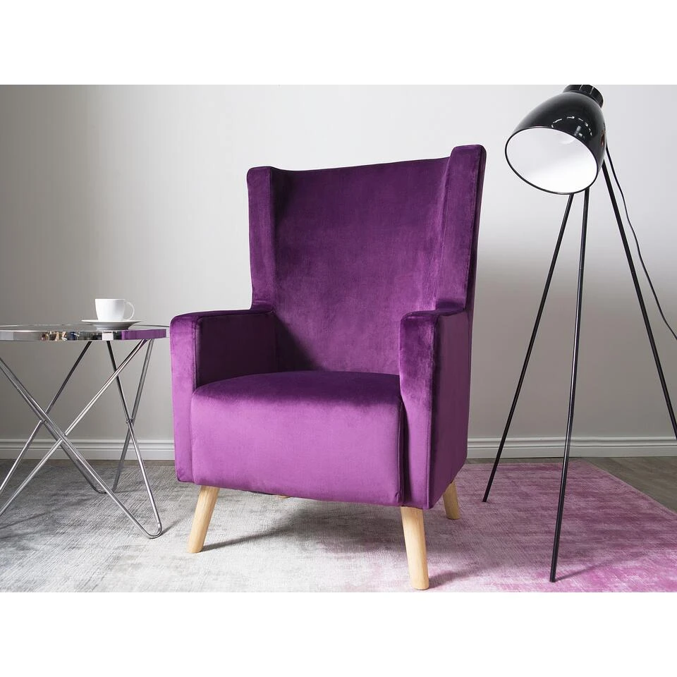 Beliani Oorfauteuil ONEIDA - Paars Fluweel - Afbeelding 2