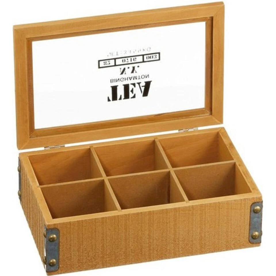 Merkloos Theedoos - 6 Vakjes - Hout - 7 Cm - Afbeelding 2