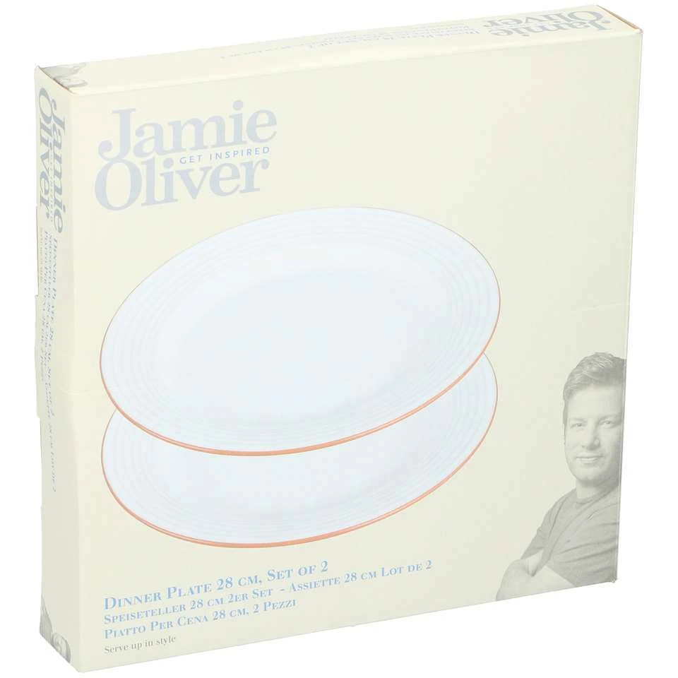 Jamie Oliver Dinerborden - 2 Stuks - Wit Met Oranje - Keramiek - Afbeelding 2