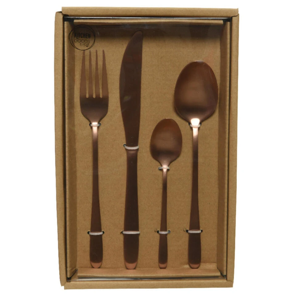 Decoris Bestekset - 16-delig - Rose Goudkleurig - RVS - 4 Personen