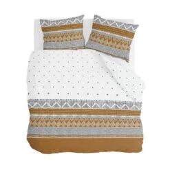 Walra - Dekbedovertrek Ikat Dreams - 240x220 Cm - Wit / Cognac