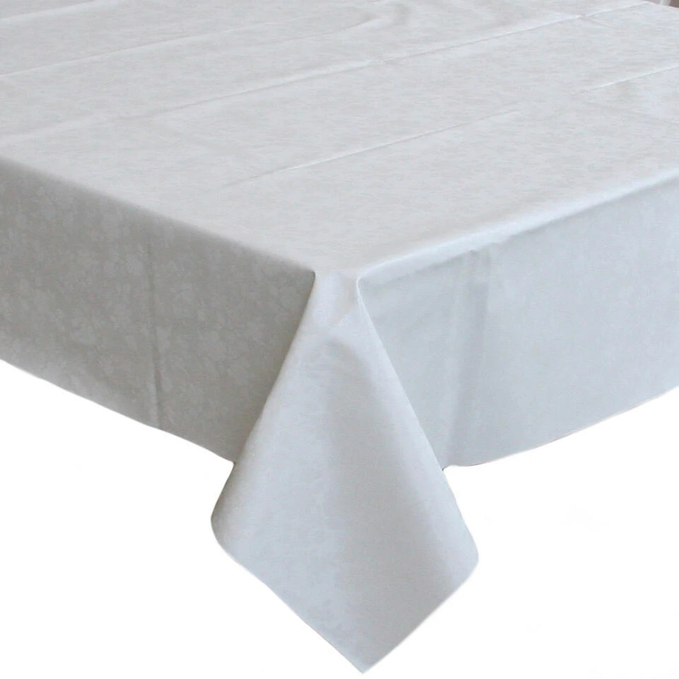 Bellatio Design Tafelzeil - Wit - Bloemen Motief - 140 X 300 Cm