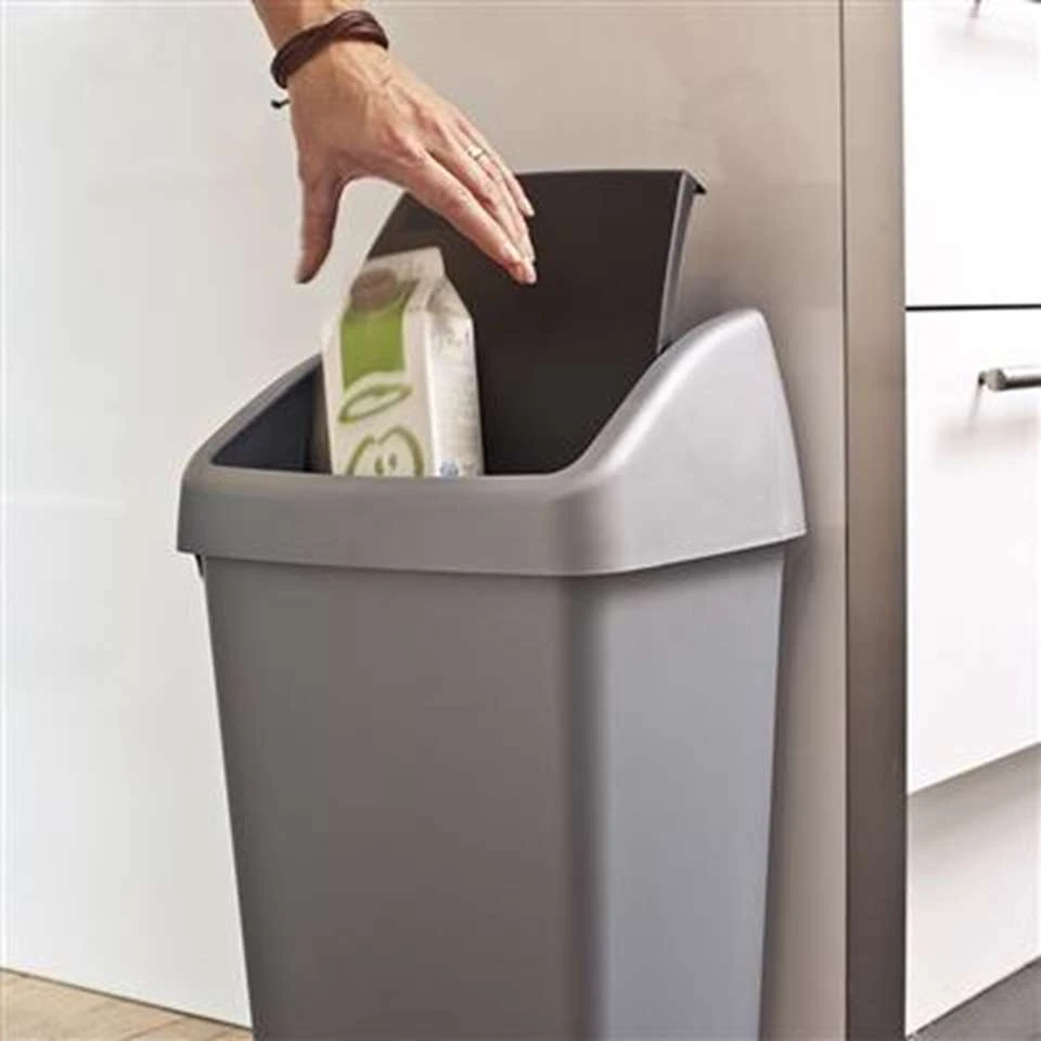 Delta Prullenkbak Met Swingdeksel 50L Metaal Zwart - Afbeelding 2