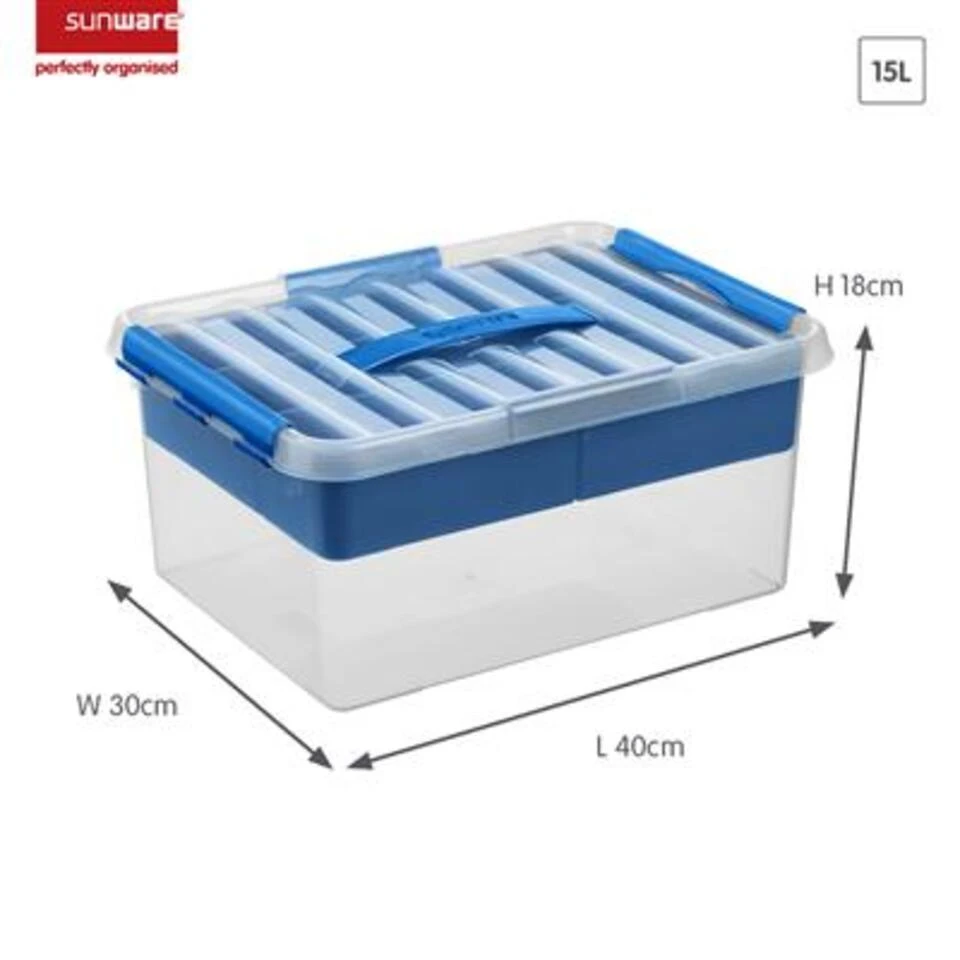 Q-line Opbergbox Met Inzet 15L Transparant Blauw - Afbeelding 2