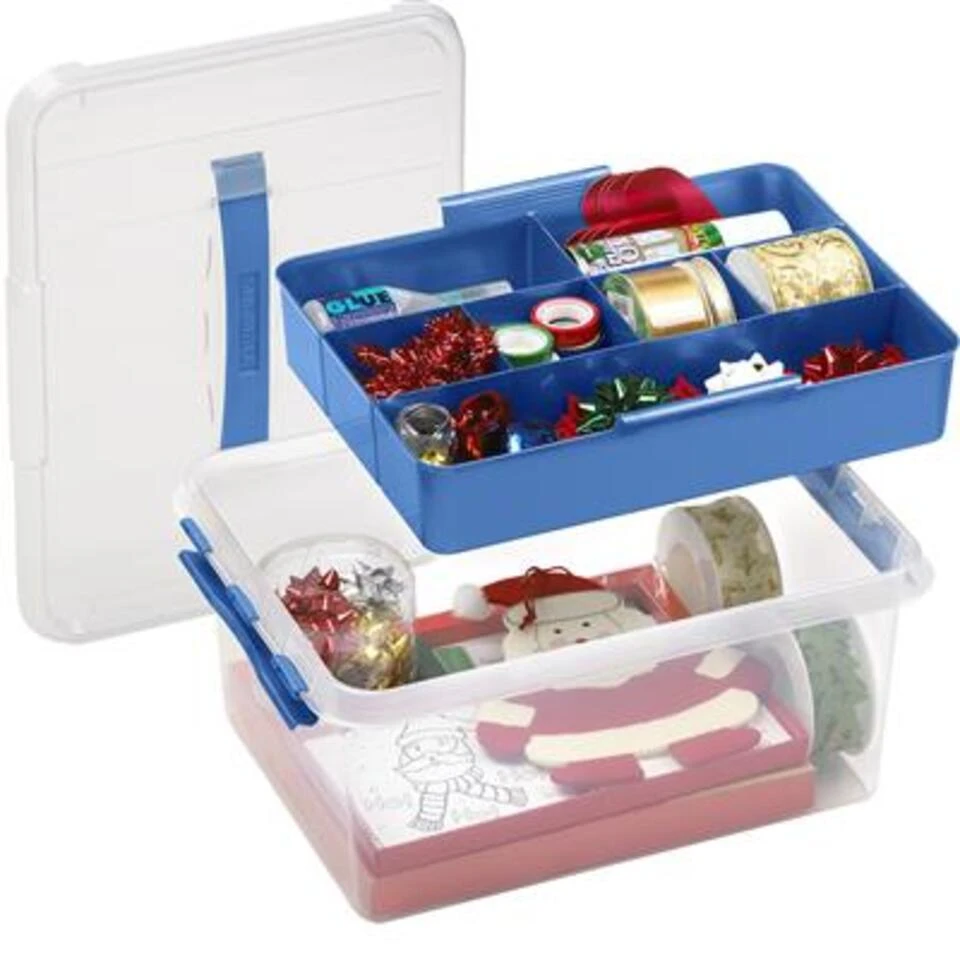 Q-line Opbergbox Met Inzet 15L Transparant Blauw - Afbeelding 3