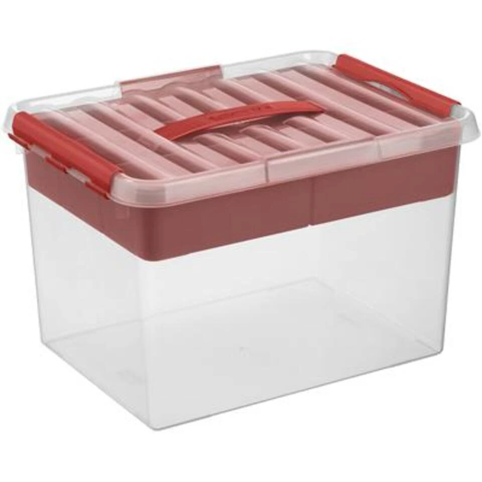 Q-line Opbergbox Met Inzet 22L Transparant Rood