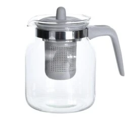 Merkloos Theepot - Met Filter - Grijs - Glas - 1500 Ml