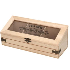 Excellent Houseware Theedoos - Hout - 3-vaks - 24 X 9 Cm