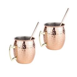 HI Set Van 2x Cocktailbekers/cocktailglazen Moscow Mule 500 Ml Met Drinkrietjes
