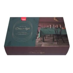 Giftbox-Tafellinnen-Dine In Style-extra Lang Tafelkleed-Donkergroen