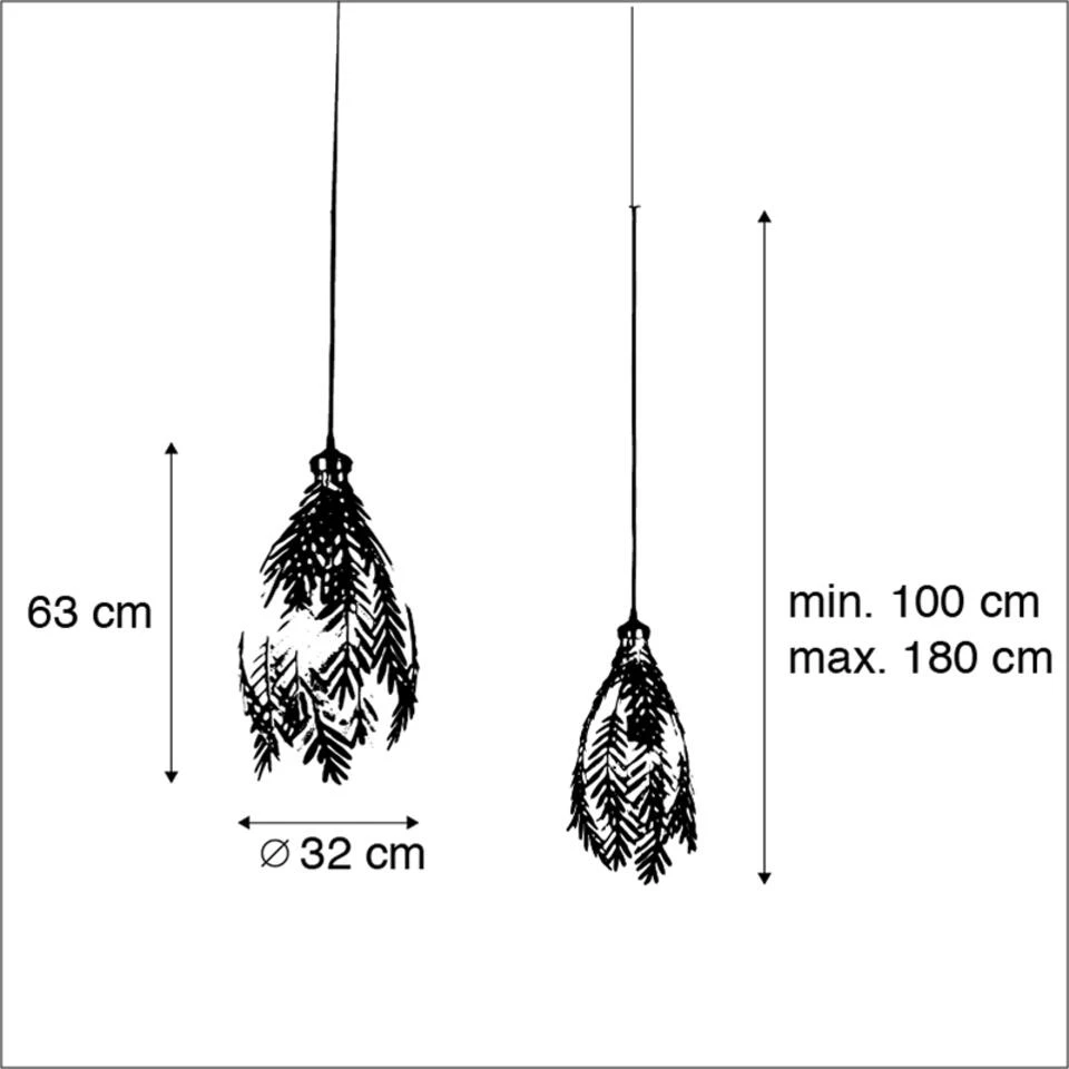 QAZQA Vintage Hanglamp 2-lichts Goud - Botanica - Afbeelding 3