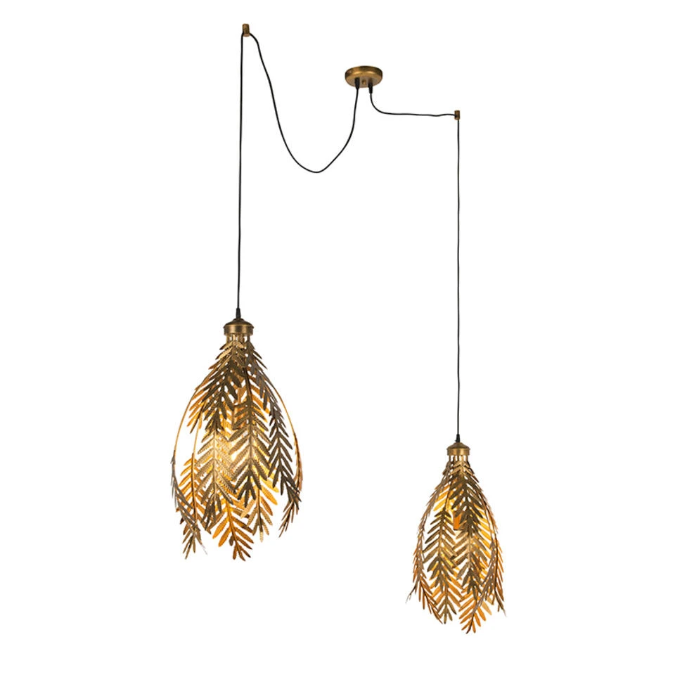 QAZQA Vintage Hanglamp 2-lichts Goud - Botanica