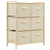 VidaXL Opbergmeubel Met 6 Stoffen Manden Cederhout Beige