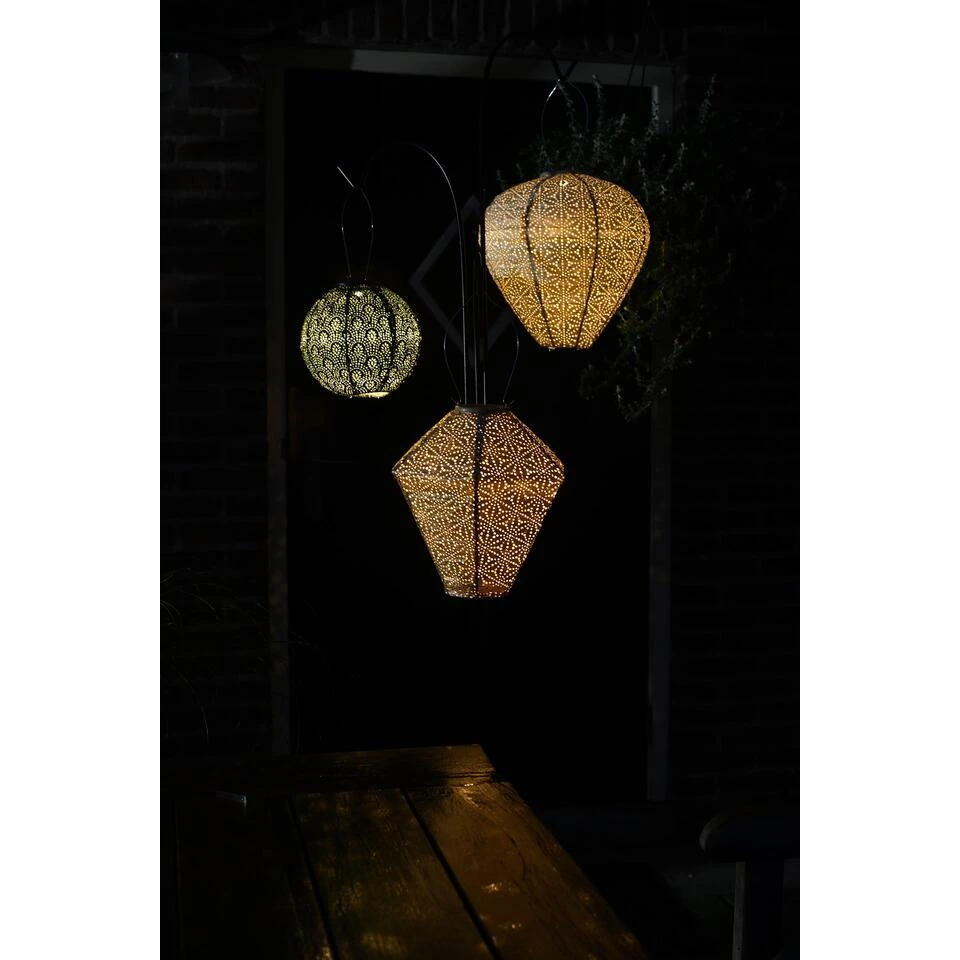 Lumiz Solar Buitenlampion Sashiko Diamond - Solar Tuinverlichting - 28 Cm - Goud - Afbeelding 3