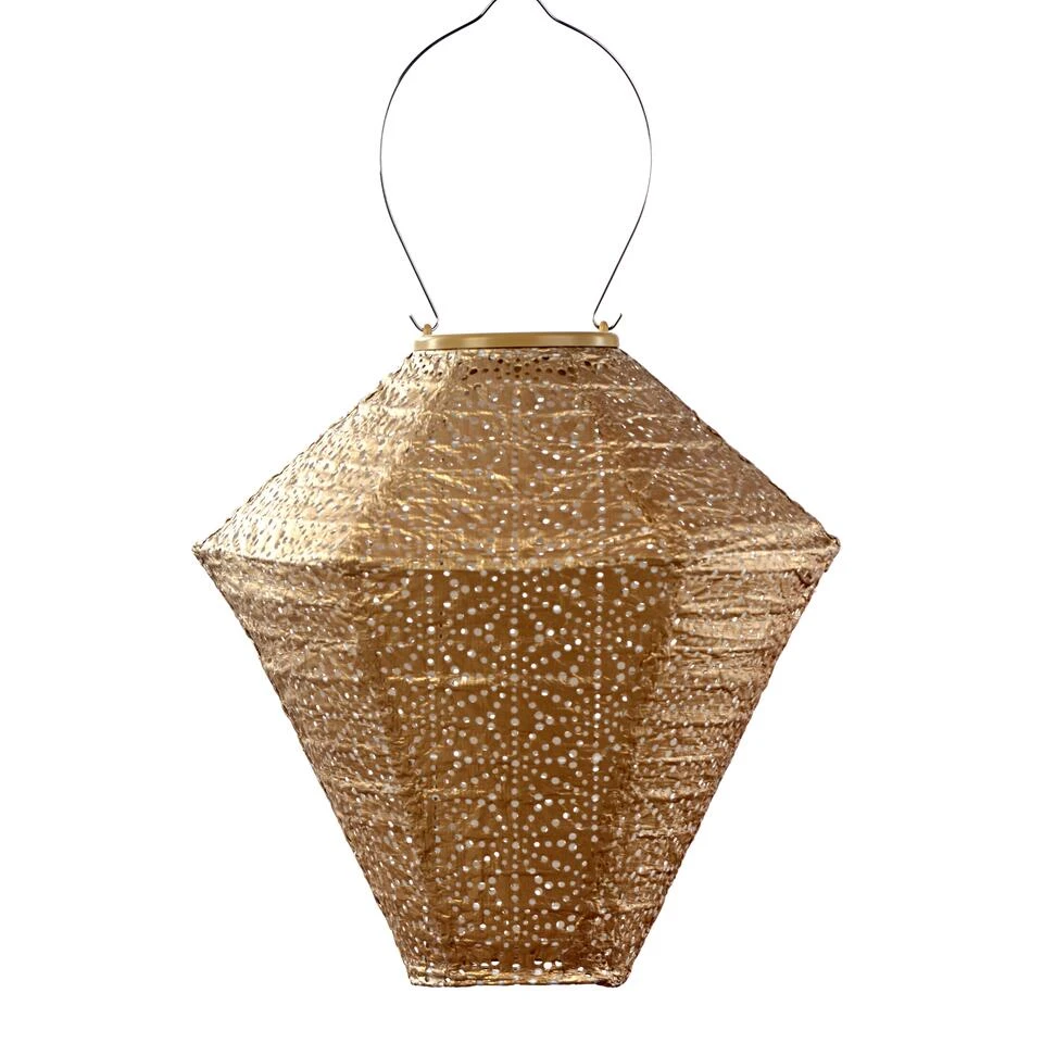 Lumiz Solar Buitenlampion Sashiko Diamond - Solar Tuinverlichting - 28 Cm - Goud