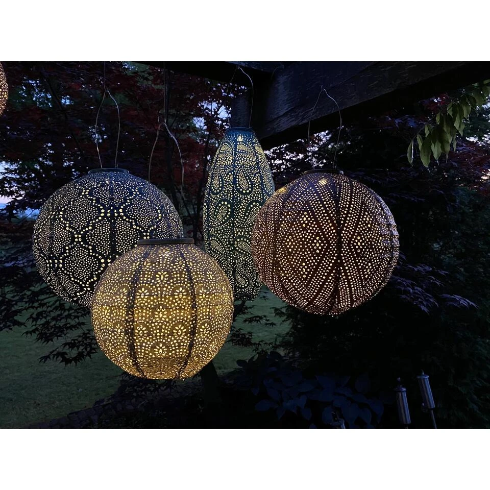 Lumiz Solar Buitenlampion Bazaar Rond - Solar Tuinverlichting - 30 Cm - Zeeblauw - Afbeelding 4