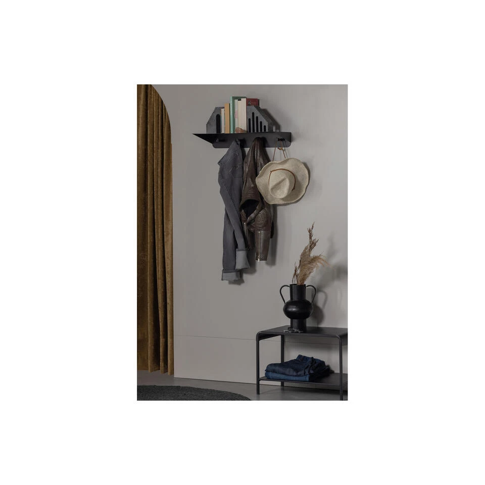 WOOOD Kenan Kapstok 4 Haken - Metaal - Zwart - 10x60x30 - Afbeelding 3