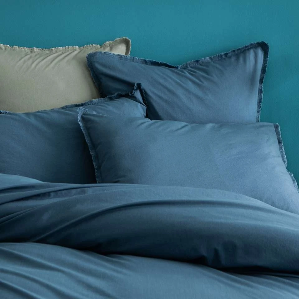 Matt & Rose Set Kussenslopen Blauw - 65 X 65 Cm - Gewassen Katoen - Afbeelding 2