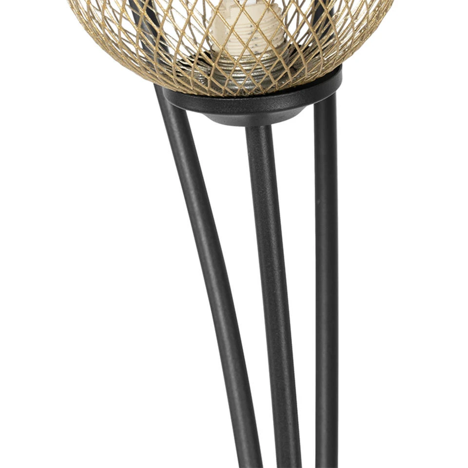 QAZQA Moderne Vloerlamp Zwart Met Goud 5-lichts - Athens Wire - Afbeelding 2