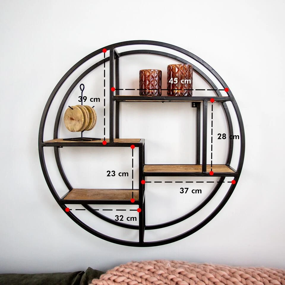 Industrieel Wandrek Sari - 20x76x76 Cm - Mangohout - Bruin - Afbeelding 4