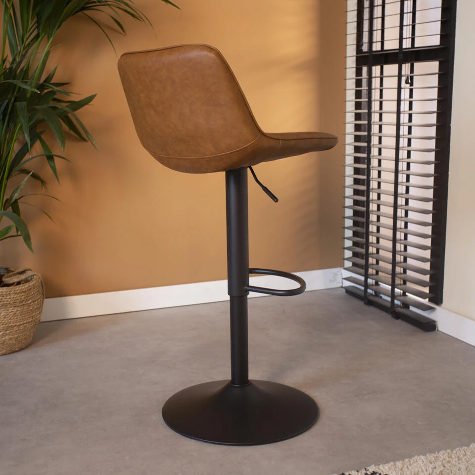 Industriƫle Barkruk Jason Cognac - Zithoogte 59 Cm - Kunstleder - Bruin - Afbeelding 3