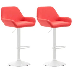 CLP Set Van 2 Barkrukken Braga Wit Frame Kunstleer - Rood