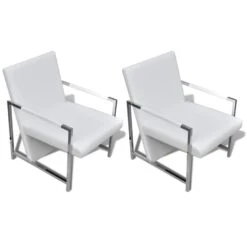 VidaXL Fauteuils 2 St Met Chroom Frame Kunstleer Wit