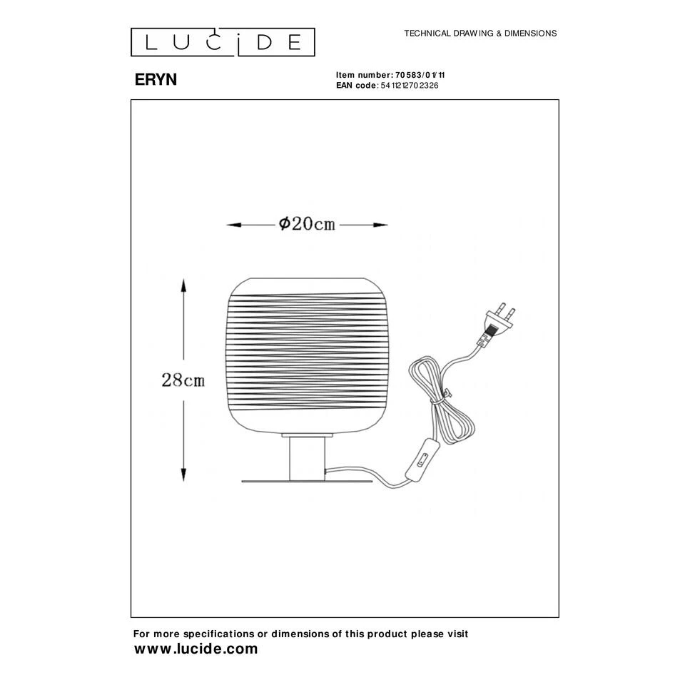 Lucide ERYN Tafellamp - Chroom - Afbeelding 4