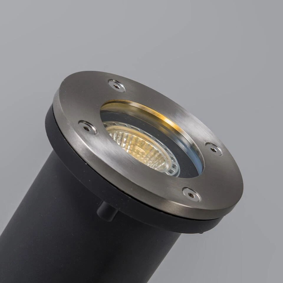 QAZQA Set Van 6 Buiten Grondspots Staal IP65 - Basic Round - Afbeelding 3