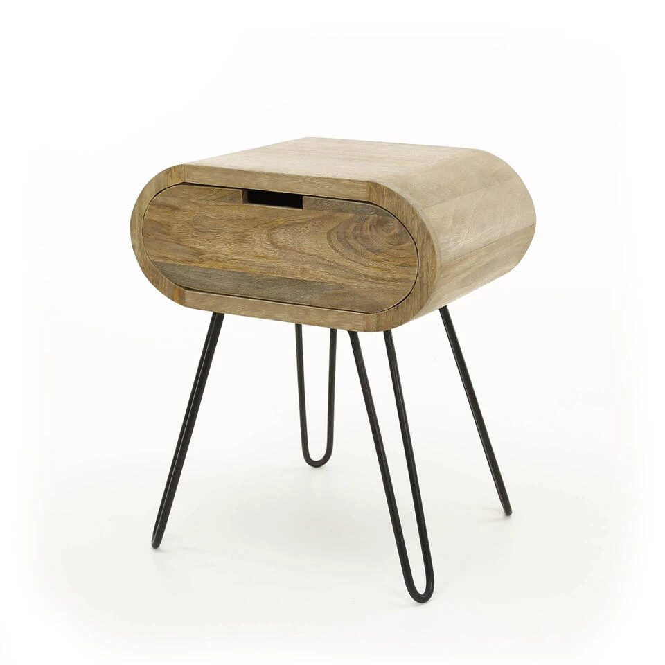 Hoyz - Nachtkastje Barrel Met 1 Lade - Bruin - 50x35x60 - Afbeelding 4