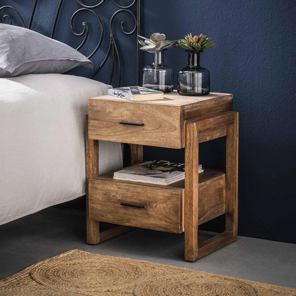 Hoyz - Nachtkastje Gobi - 2 Laden - Bruin - 45x40x55 - Afbeelding 4