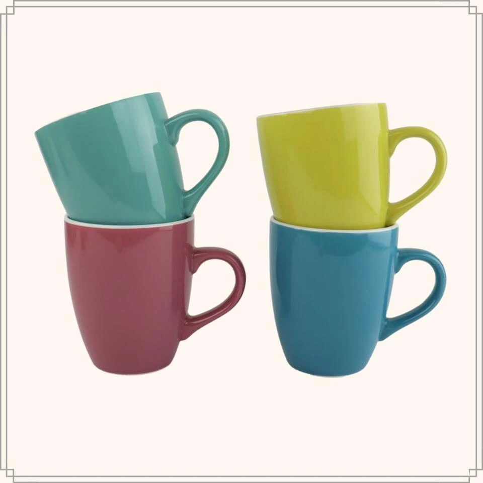 OTIX Koffiemok Theemok Set Van 4 Verschillende Kleuren 340ml Aardewerk - Afbeelding 4