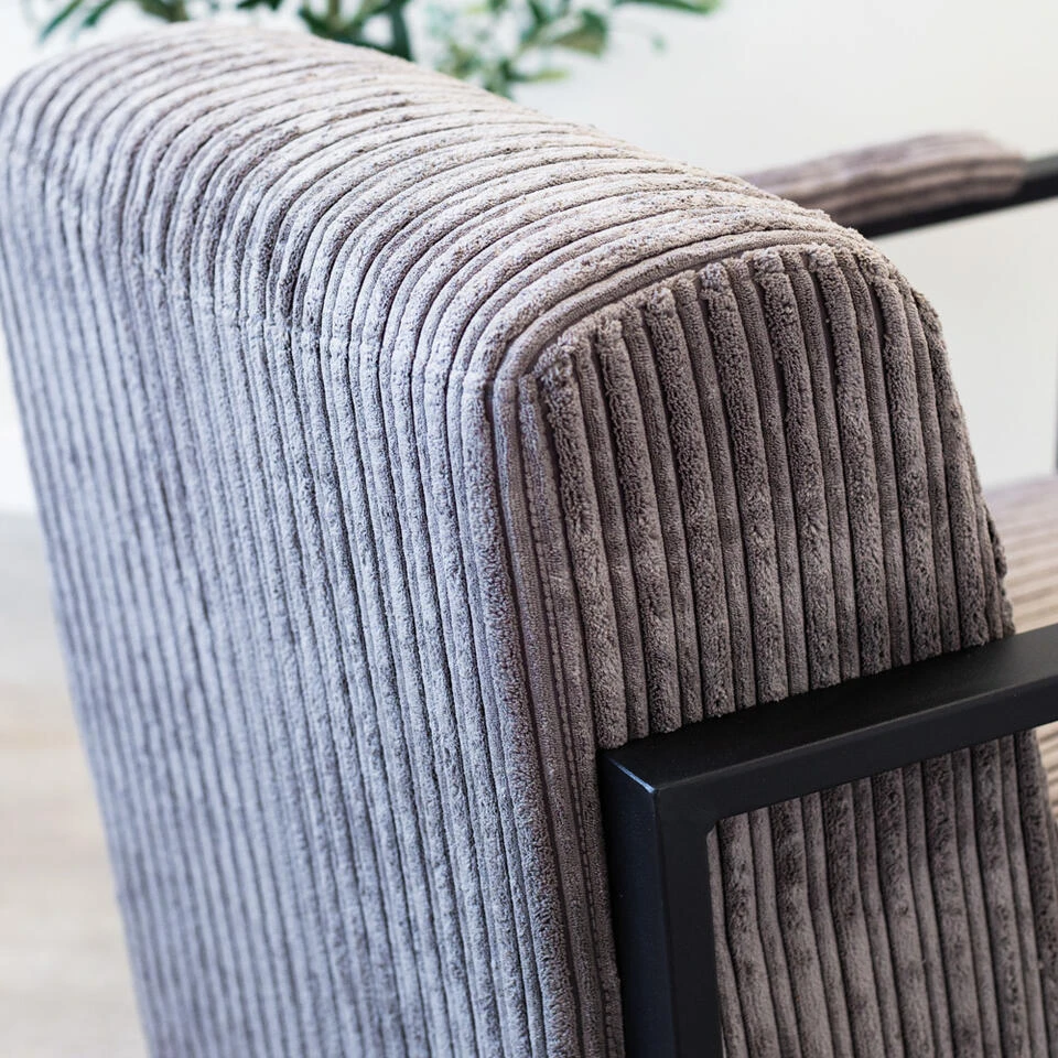 Moderne Fauteuil Madeline Ribstof Antraciet - Stof - Grijs - Afbeelding 4