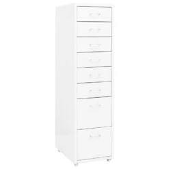 VidaXL Ladeblok Verrijdbaar 28x41x109 Cm Metaal Wit