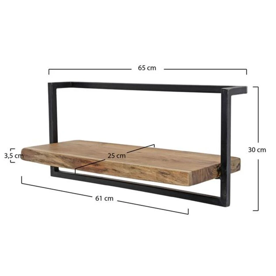 Hoyz - Wandplank Edge - 65cm - Teakhout