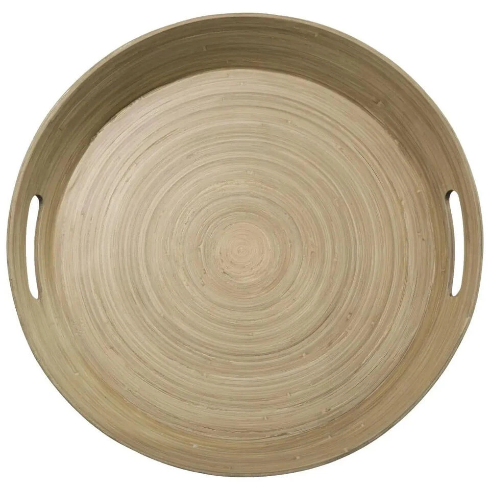5Five Dienblad/serveerblad - Bamboe Bruin - Met Handvaten - D42 Cm - Afbeelding 2