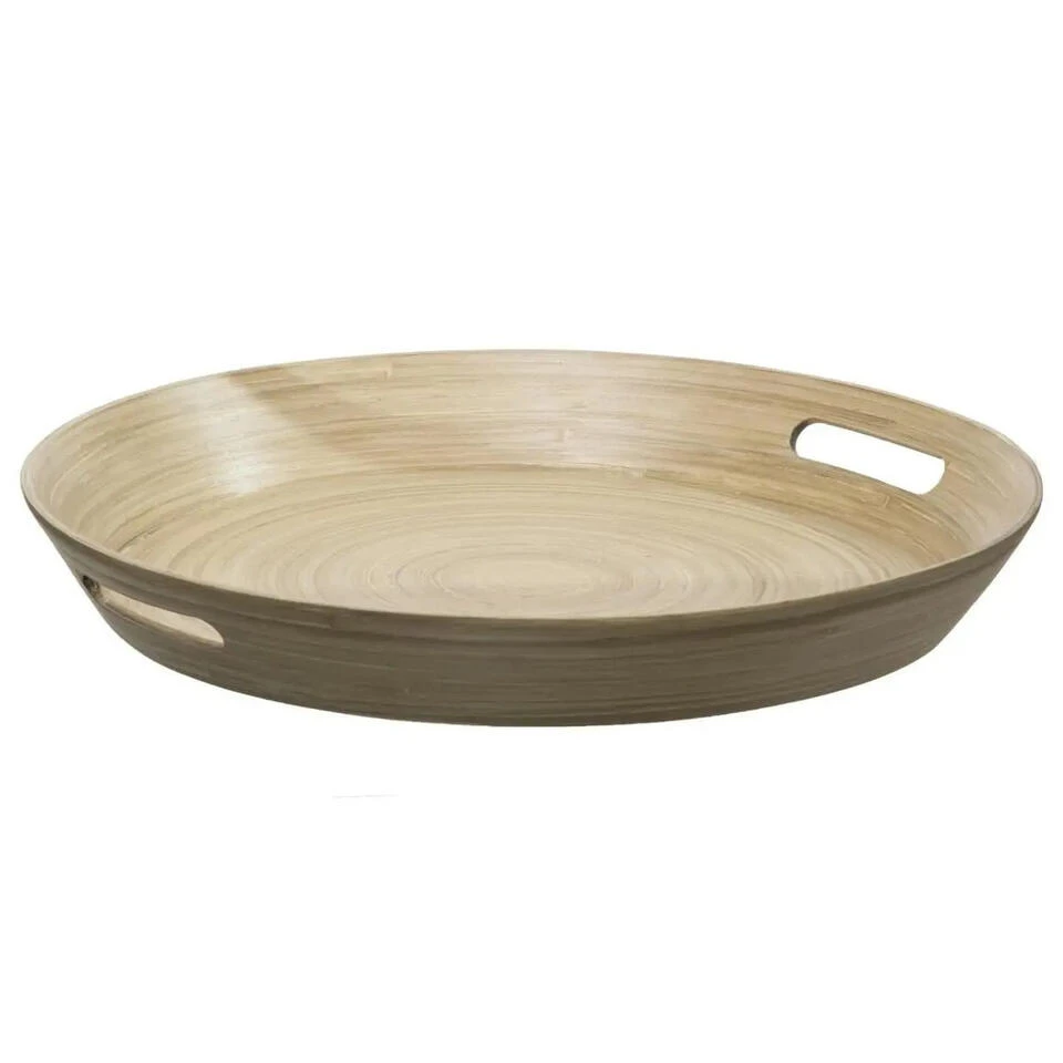 5Five Dienblad/serveerblad - Bamboe Bruin - Met Handvaten - D42 Cm