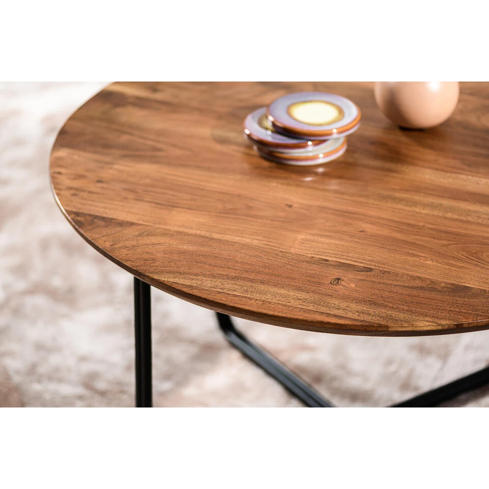 Salontafel Stewie Rond Bruin Ø75 Cm Acaciahout - 75x75x41 Cm - Hout - Bruin - Afbeelding 2