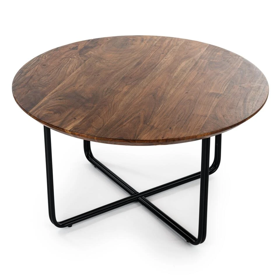 Salontafel Stewie Rond Bruin Ø75 Cm Acaciahout - 75x75x41 Cm - Hout - Bruin - Afbeelding 3