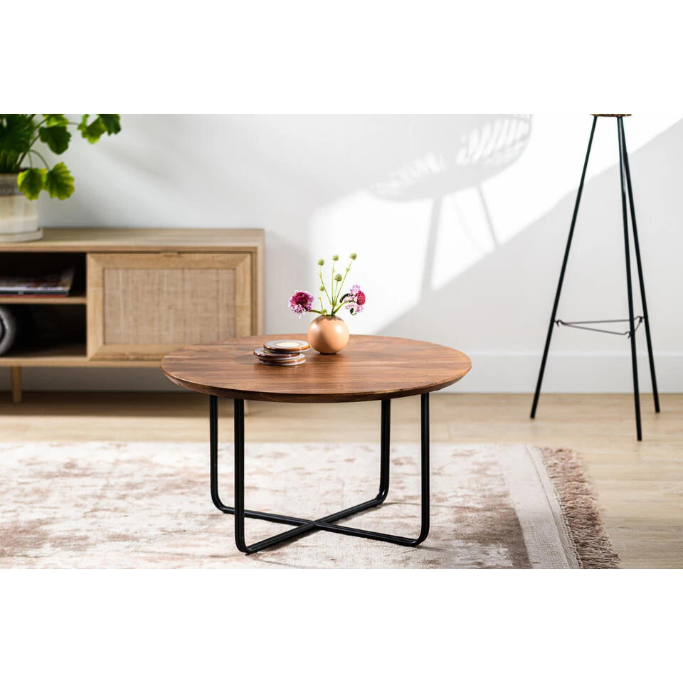 Salontafel Stewie Rond Bruin Ø75 Cm Acaciahout - 75x75x41 Cm - Hout - Bruin - Afbeelding 4