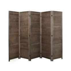 LW Collection Kamerscherm 5 Panelen Donkerbruin Hout 170X200CM - Paravent - Sche