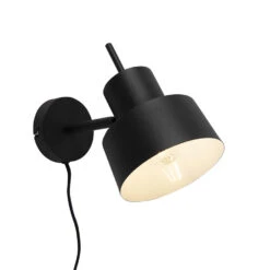 QAZQA Retro Wandlamp Zwart - Chappie