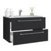 Hioshop Wastafel Badinos Mdf - 80 Cm - Zwart