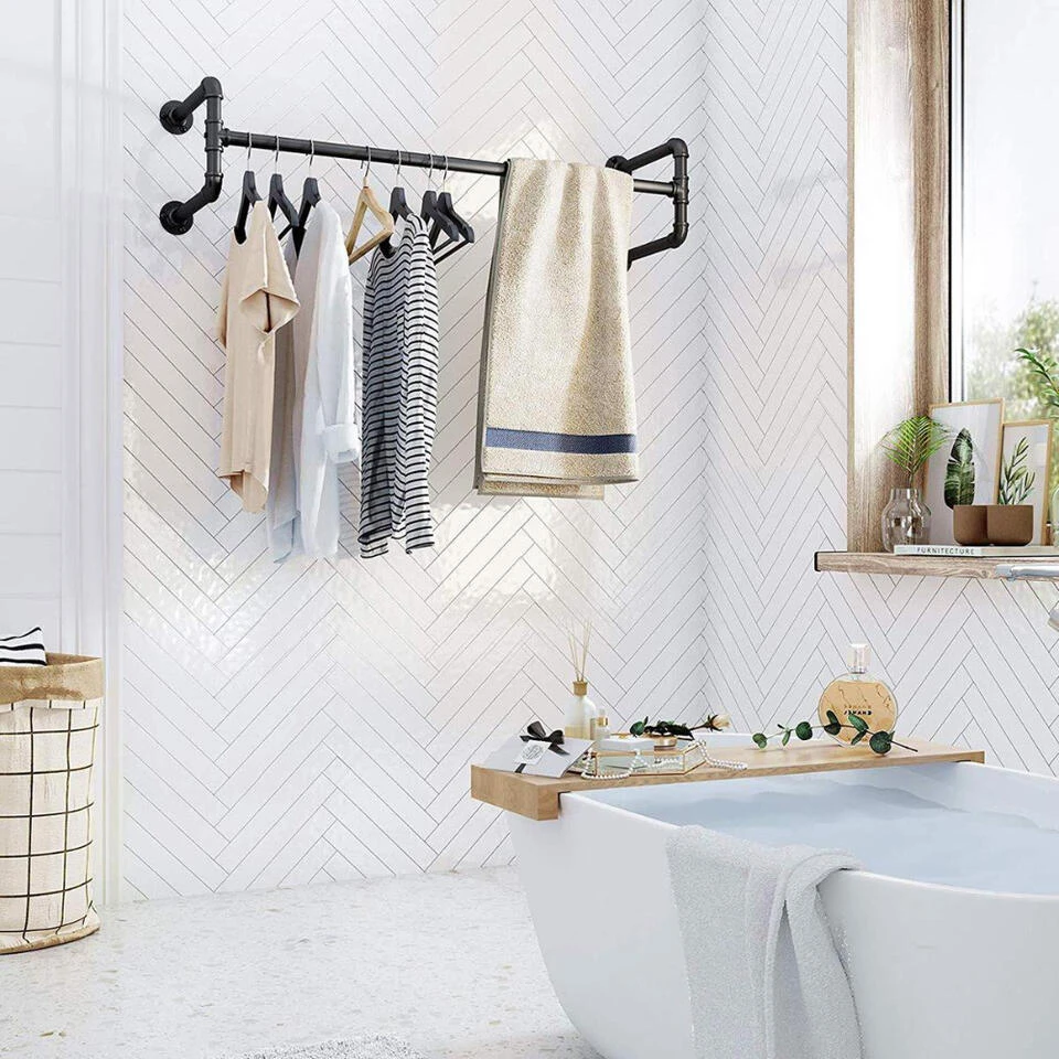 ACAZA Set Van 2 Ophangrails - Industriƫle Look - Zwart - Afbeelding 4