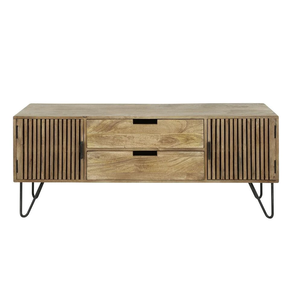 Giga Meubel Tv-Meubel Mangohout - 35x135x55cm - 2 Lades & Deuren