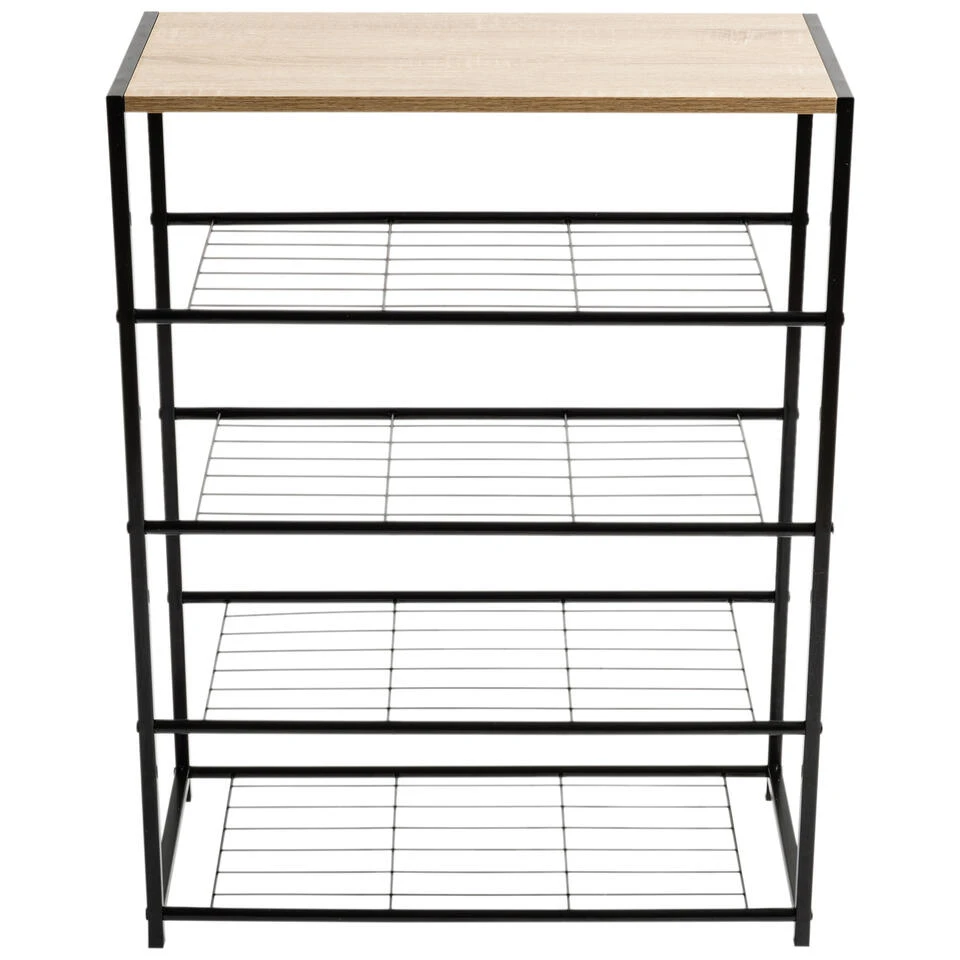 Schoenenrek Voor 12 Paar Schoenen Met Houten Plank - Afbeelding 2