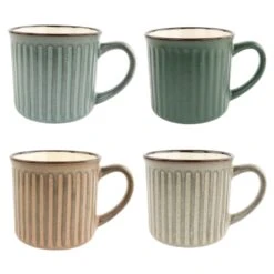 OTIX Koffiekopjes Met Oor Set Van 4 Aardewerk 200 Ml MOSS