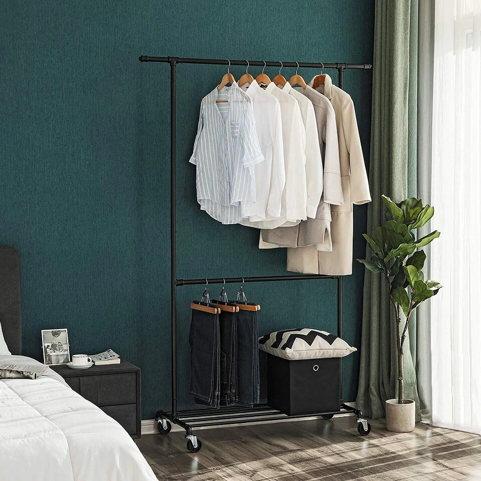 ACAZA Metalen Kledingrek Met Draagcapaciteit 110kg - Zwarte Kleur - Afbeelding 4